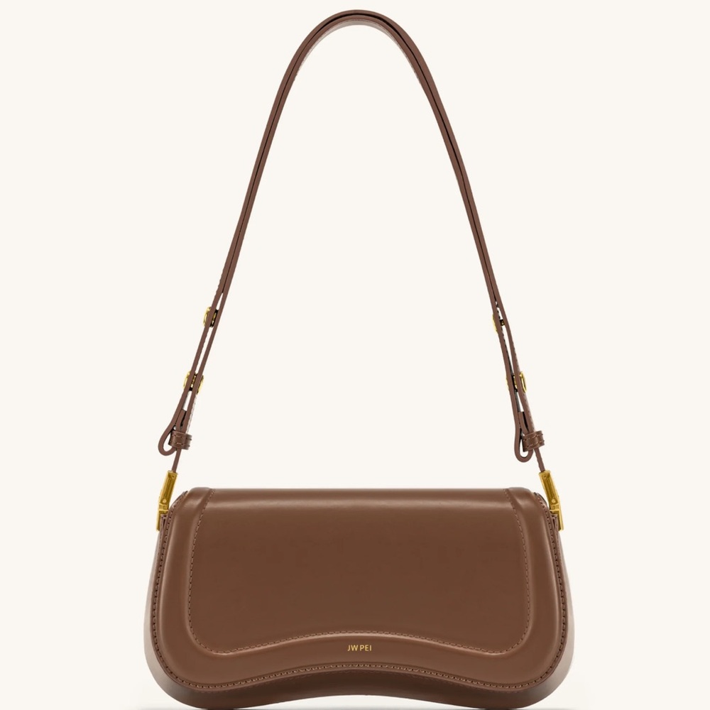 JW PEI Brown Crescent Shoulder Bag with Gold Hardware